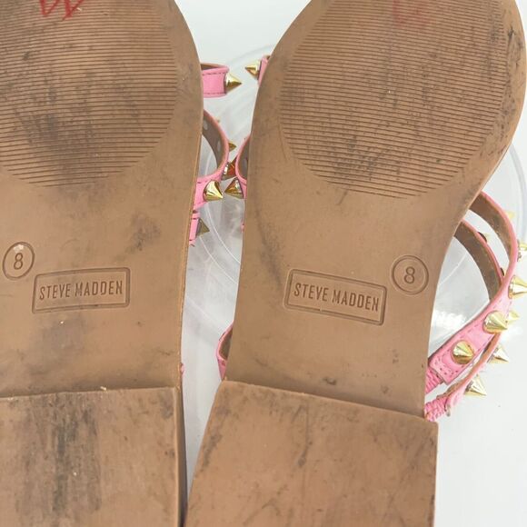 Steve Madden Selina Spiked Sandals Women's 8 Pink Gold Strappy Slip On Slides - Picture 10 of 12